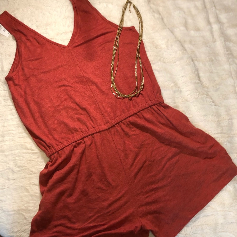 NWT LOFT Rust Sleeveless Romper Size M